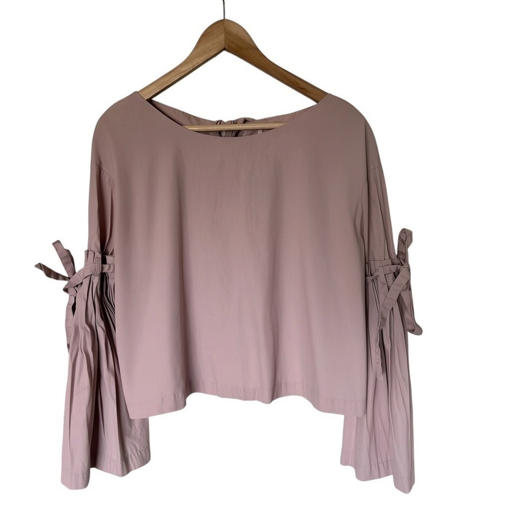 Free People Blouse Womens Medium Pink Excellent Bell Sleeve Tie Back Cotton Top